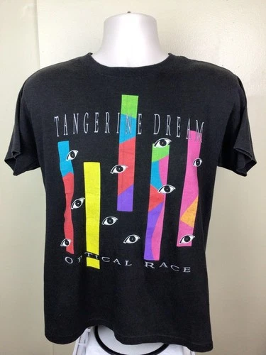 Tangerine Dream Optical Race Concert T-Shirt M/L 80 1980s vintage concert t-shirt, vintage, single stitch, B+ condition