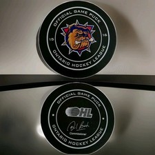 2015-16 HAMILTON BULLDOGS OHL VICEROY MFG. GAME PUCK RARE Made In 🇨🇦 Dog Logo