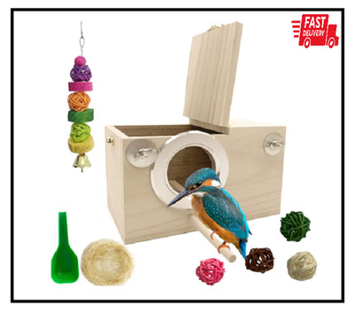Parakeet Breeding Box Birds Natural Wooden House Lovebird Nesting Mating Box