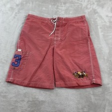 Vtg Polo Ralph Lauren Men's Light Red Swim Trunks Size S Embroidered Triple Pony