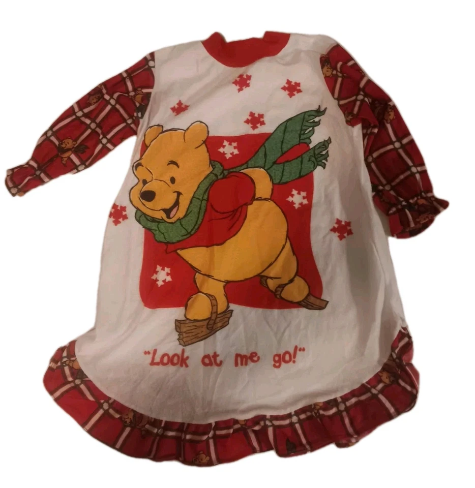 Camisón a Cuadros Rojo Disney Winnie the Pooh Vintage Niñas Pequeñas 2 T AA Milne Foto 2 de 4
