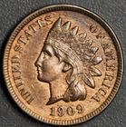 1909-S 1C INDIAN HEAD BRONZE CENT KM# 90a Grade:  AU+/BU A6978