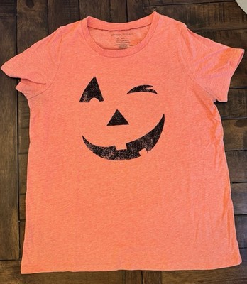 Grayson Threads XXL Orange Winking Pumpkin Jack-O'-Lantern Soft Graphic T-Shirt