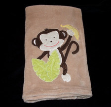 Blankets and Beyond Monkey Leaves Banana Tan Baby Blanket
