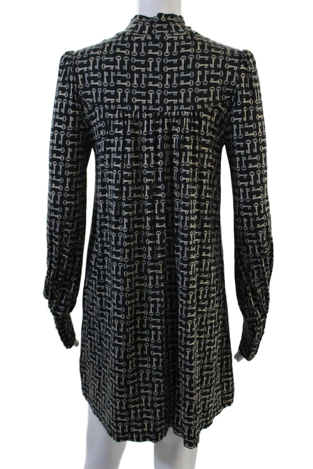 Vestido Camisa Juicy Couture Mujer Cambio Negro Seda Cuello Alto Manga Larga Talla M Foto 3 de 4