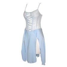 Y2K Rampage Fairycore Baby Blue Mesh Floral Slip Dress Lingerie Sz M
