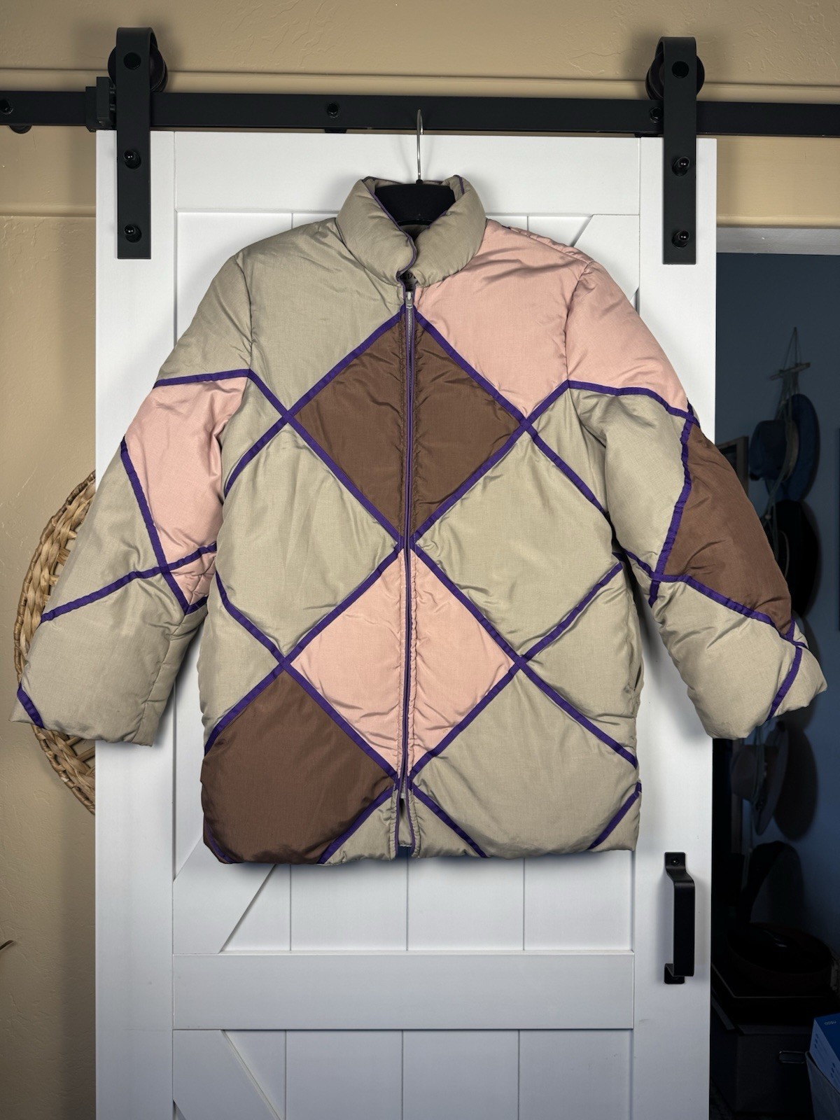 Vintage Bill Blass Patchwork Puffer Jacket USA Sz… - image 1