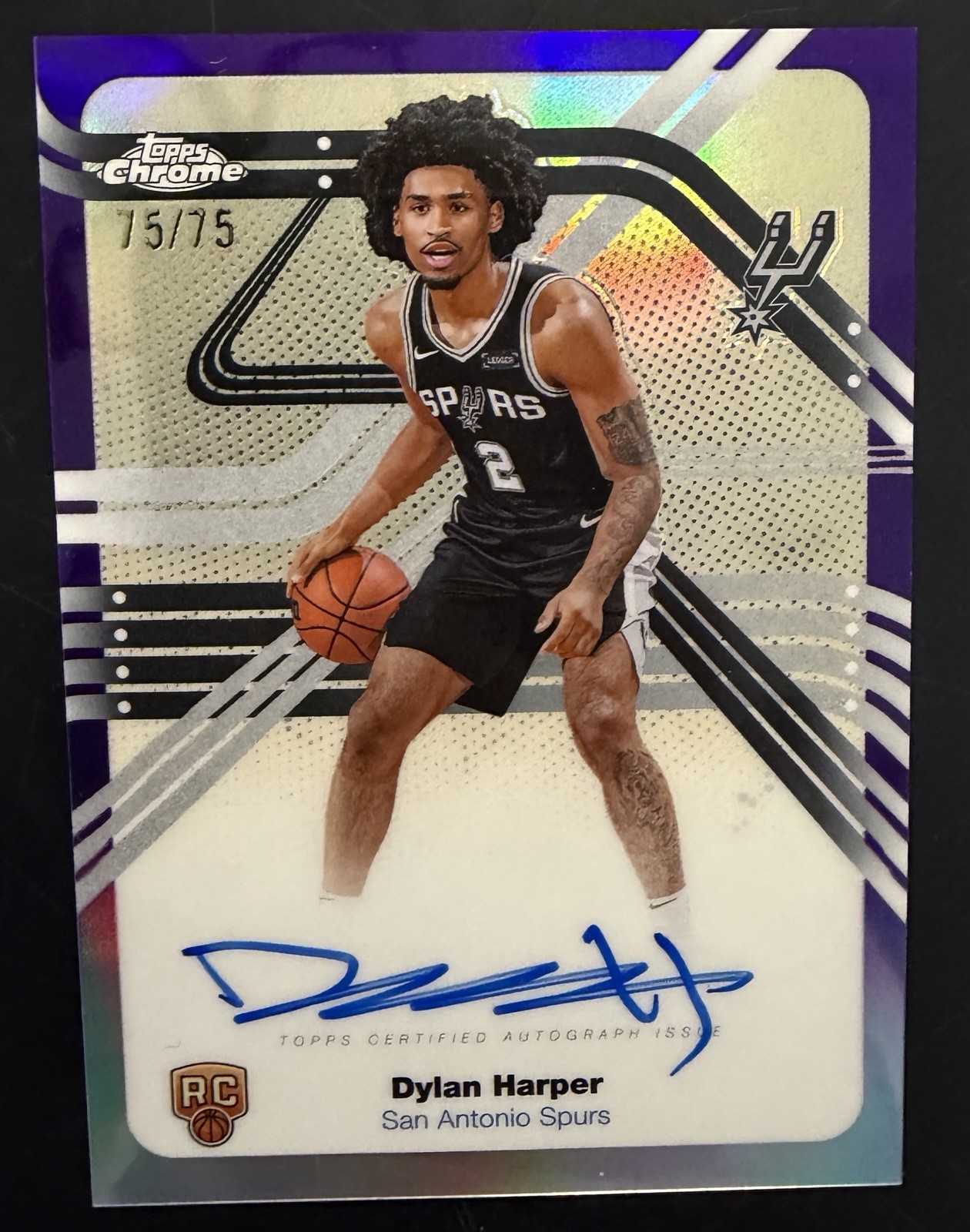 2025-26 Topps Chrome #NS-DH Dylan Harper Next Stop Signatures Purple 75/75 Auto