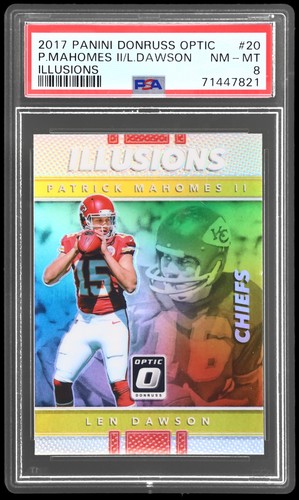 2017 Donruss Optic Len Dawson/Patrick Mahomes #20 PSA 8 RC Illusions Football II