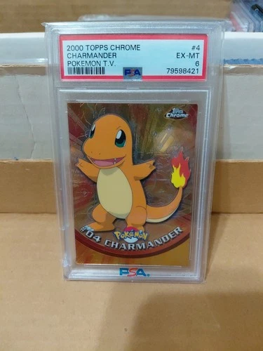 2000 TOPPS CHROME POKEMON T.V. #4 CHARMANDER PSA 6