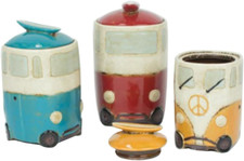 Surfboard Handle Ceramic Canisters Set of 3 - Colorful Kitchen Storage