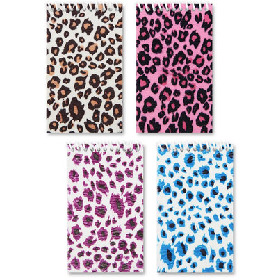 4 Pcs A7 Leopard Print Spiral Notebook,Leopard Pattern Small Wirebound Pocket Jo