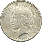 1925-S Peace Silver Dollar $1, About Uncirculated AU, Lightly Toned