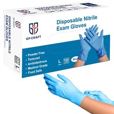 GP Craft Blue Nitrile Disposable Gloves Food Safe Latex-Free 100pcs 1 Box