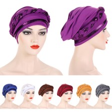 Turban Hijab Hat Muslim Women Braid Headscarf Beanies Bonnet Cancer Chemo Caps