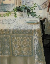 PALE BLUE FLOWER TABLECLOTH HOME DECOR DIGEST SIZE CROCHET PATTERN INSTRUCTIONS