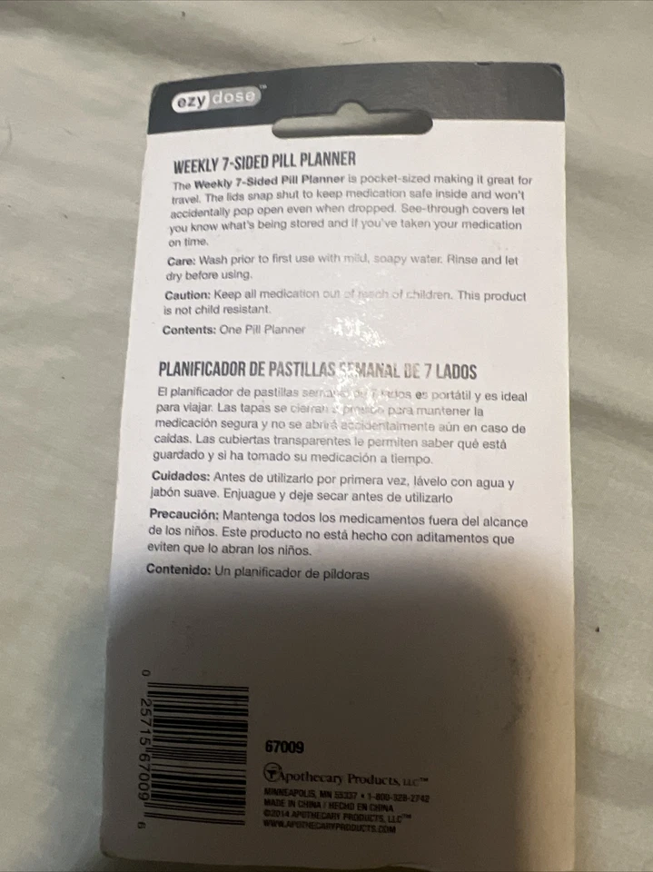 esy dose 7 Sided Weekly Pill Planner - Image 2 of 2