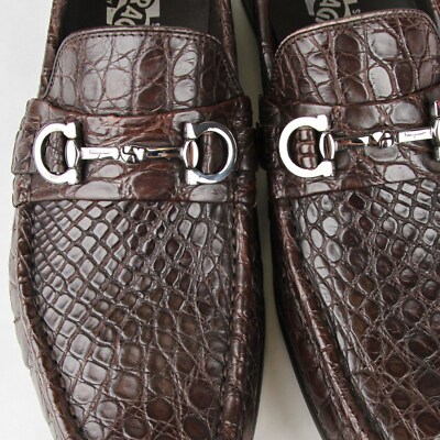 Salvatore Ferragamo Giostra 3 Dark Brown Crocodile Horsebit Loafer 8.5 luxury Salvatore Ferragamo Giostra 3 Dark Brown Crocodile Horsebit  main image 2