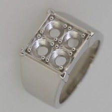 Men's Sterling Silver Semi Mount Ring Setting Round RD 5x5mm Multiple Stones