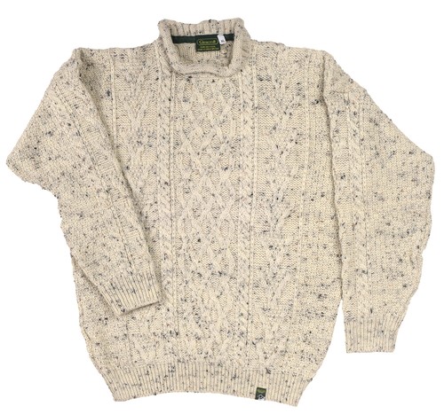 Wool Roll Collar Thick Aran Jumper UK 