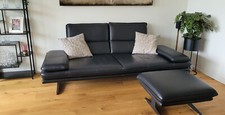 Ledersofa schwarz, 2 Jahre alt, Marke Schillig,  236 x 94 x 91 mit Hocker 80x80