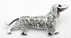 VTG DOG silver tone METAL red eye CLEAR RHINESTONE brooch Pin Costume Jewelry
