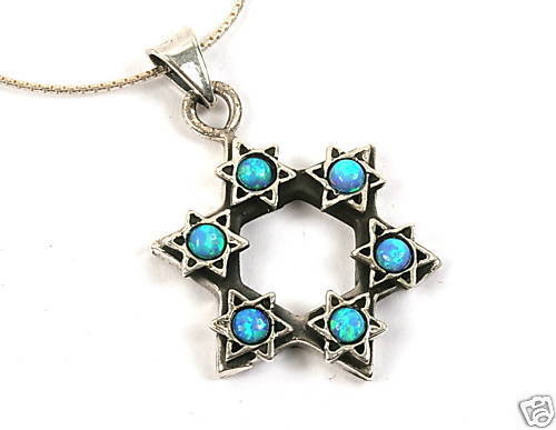 Pendentif étoile De David (Magen David) En Argent 925 - Avec 13 Petites étoiles, Neuf Avec étiquettes