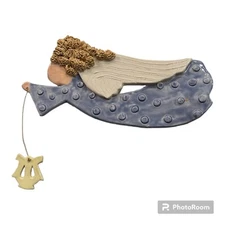 Pottery Angel Wall Hanging 3D Harp 12”