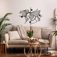 World Map Metal Wall Art, Metal Wall Decor, Wall Hangings, Minimalist Wall Art