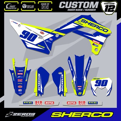 SHERCO ENDURO GRAPHICS CUSTOM GRAPHICS SEF 125 250 300 450 BOLT BLU