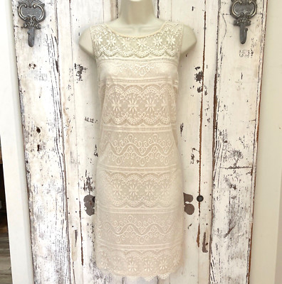 Max Studio Size Small Woman's Ivory Lace Sleeveless Career Party Dress