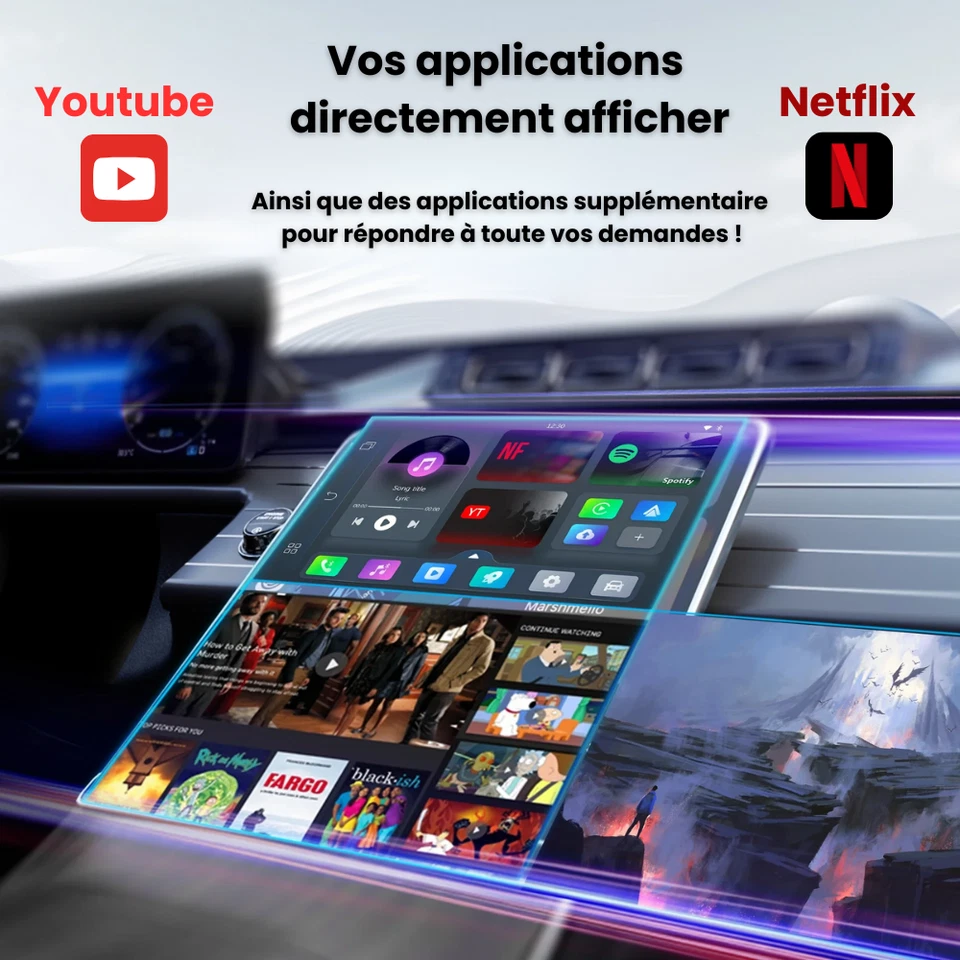 Carlink pro adaptateur carplay sans fil + Profitez de Netflix / Youtube...  - Photo 2/4