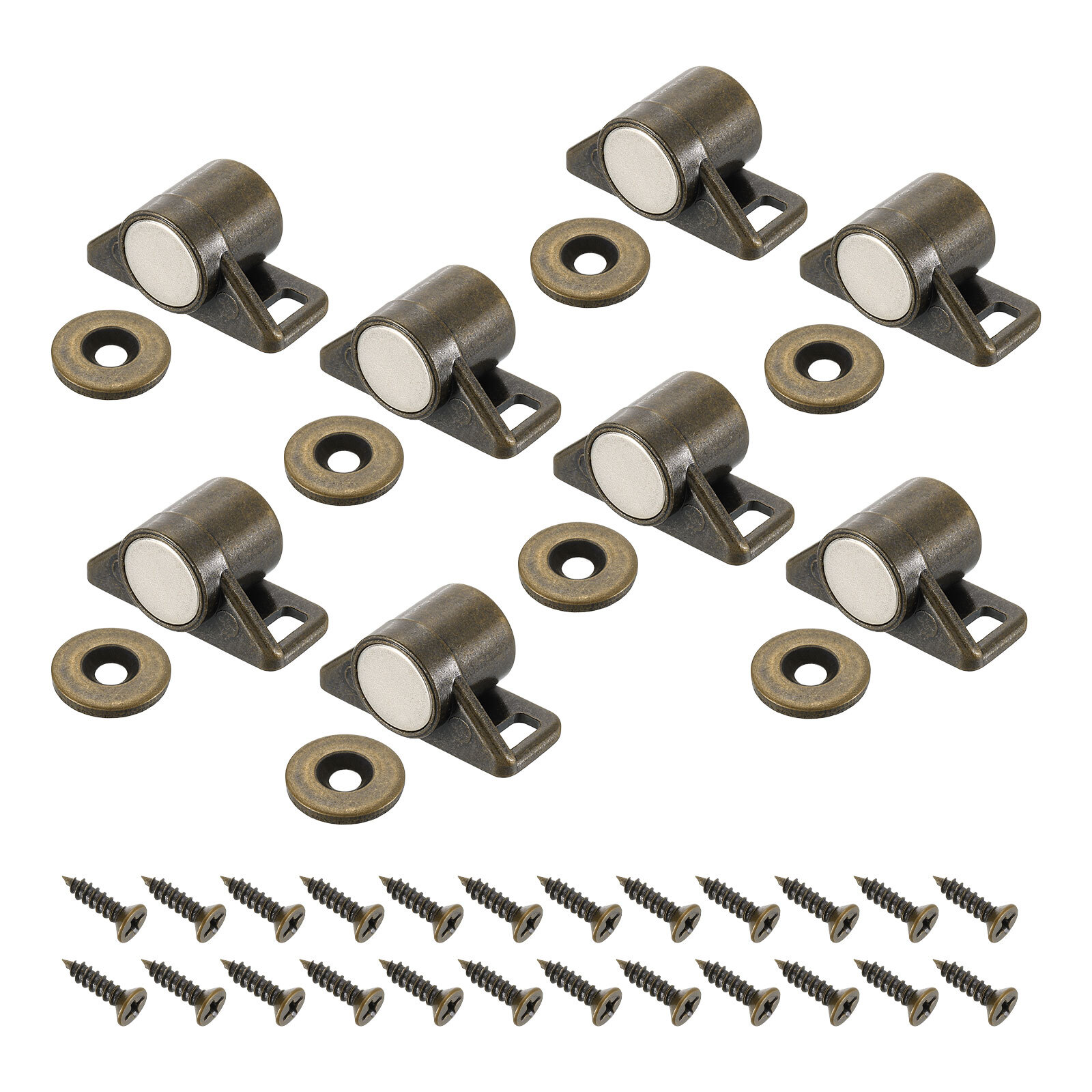 8 Pcs Cabinet Door Catch, Latch Metal Magnetic Lock for Cupboard Kitchen, Bronze