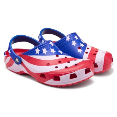 Crocs Classic American Flag Red White Blue Clogs Unisex M9 W7