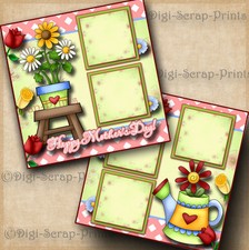 HAPPY MOTHER'S DAY  2 premade scrapbook pages paper 4 album layout  DIGISCRAP