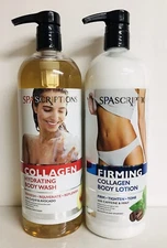 Spa Scriptions ~ Collagen Hydrating Body Wash & Firming Body Lotion 33 oz Each