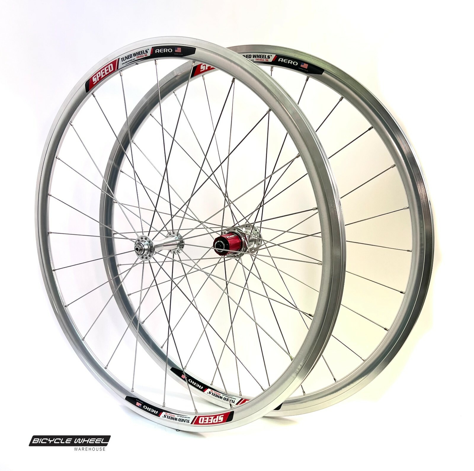 Speed Tuned Aero Silver 700c Road Wheel Set Pure Hubs 8,9,10