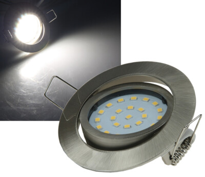 ChiliTec ''Flat-26'' LED Recessed Light Stainless Steel Brushed Neutral White 390lm 8cm