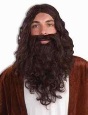 Biblical Wig Beard Jesus Religious Fancy Dress Halloween Adult Costume Accessory