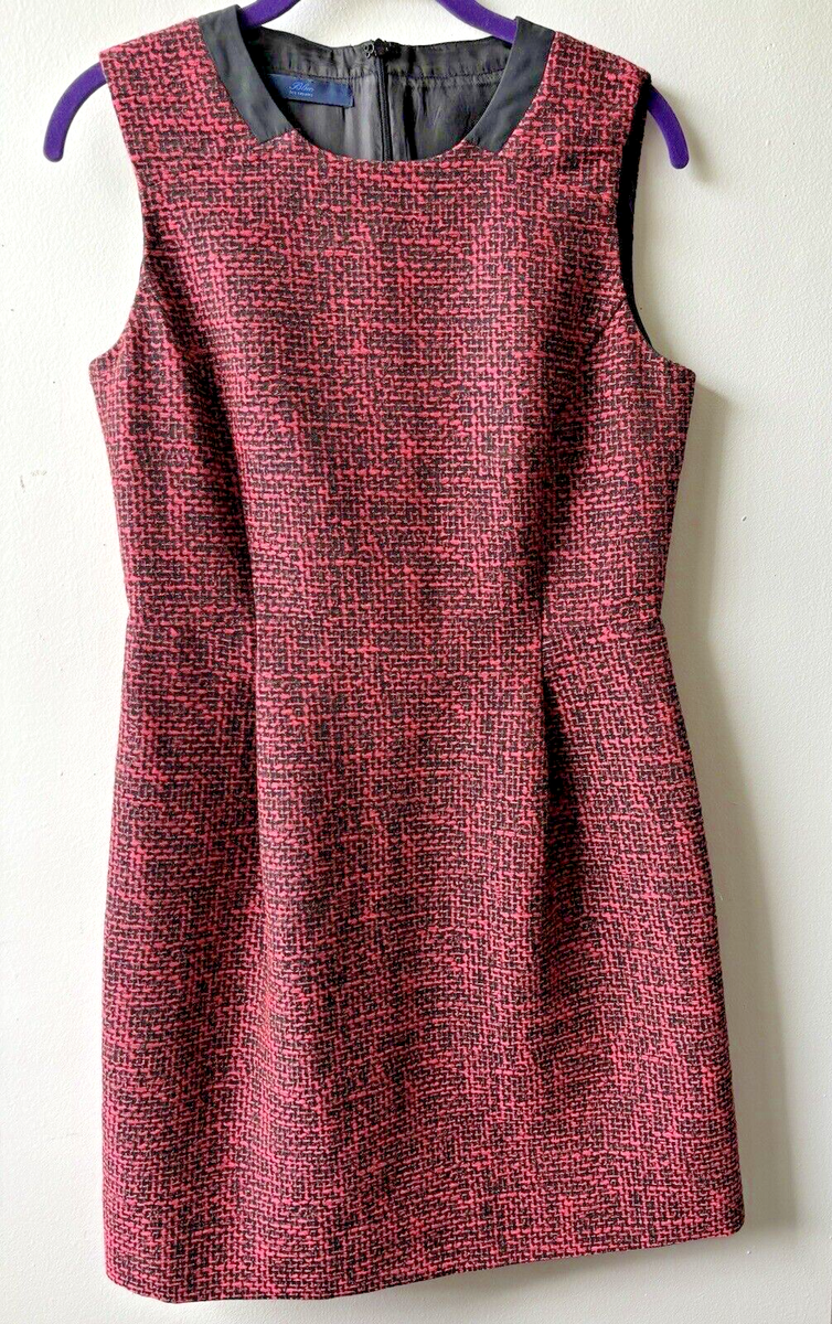 Blue Les Copains Women Sleeveless Dress sz 44 EUR Cotton/Poly Jacquard Zip EUC