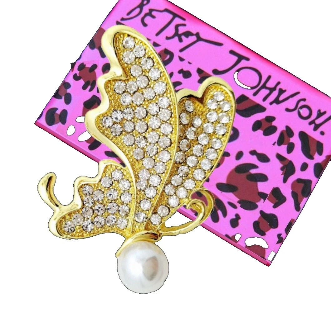Moda Branco de Cristal Betsey Johnson Broches e Alfinetes
