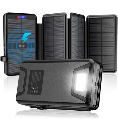 Qisa Solar Charger 38800Mah Solar Power Bank with Dual 5V3.1A Outputs 10W Qi Wir