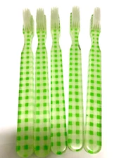 5-PACK New Fun GREEN  Vintage Designer Toothbrushes By Alan Stuart New York