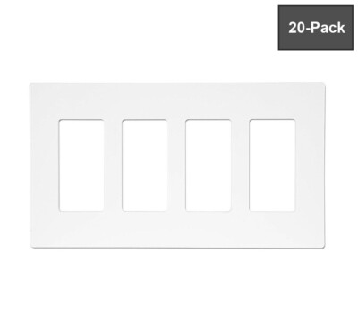 Paladin   Screwless Decorator / GFCI Wall Plate   4 Gang White (20 Pack)