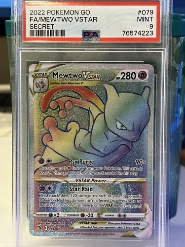 2022 Pokemon Go 079 Full Art/Mewtwo Vstar Secret PSA 9