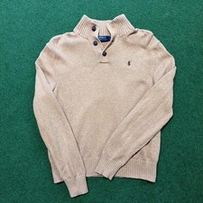 Polo Ralph Lauren light brown tan knit sweater Henley button neck Knit Sweater