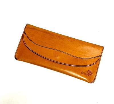 Gabrielle Paris 1970 s/1980 s Vintage Thick Tan Saddle Leather Clutch Bag