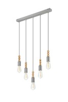 Vielseitige Pendelleuchte Chania In Silber Metall Holz Esstisch Wohnzimmer Lampe