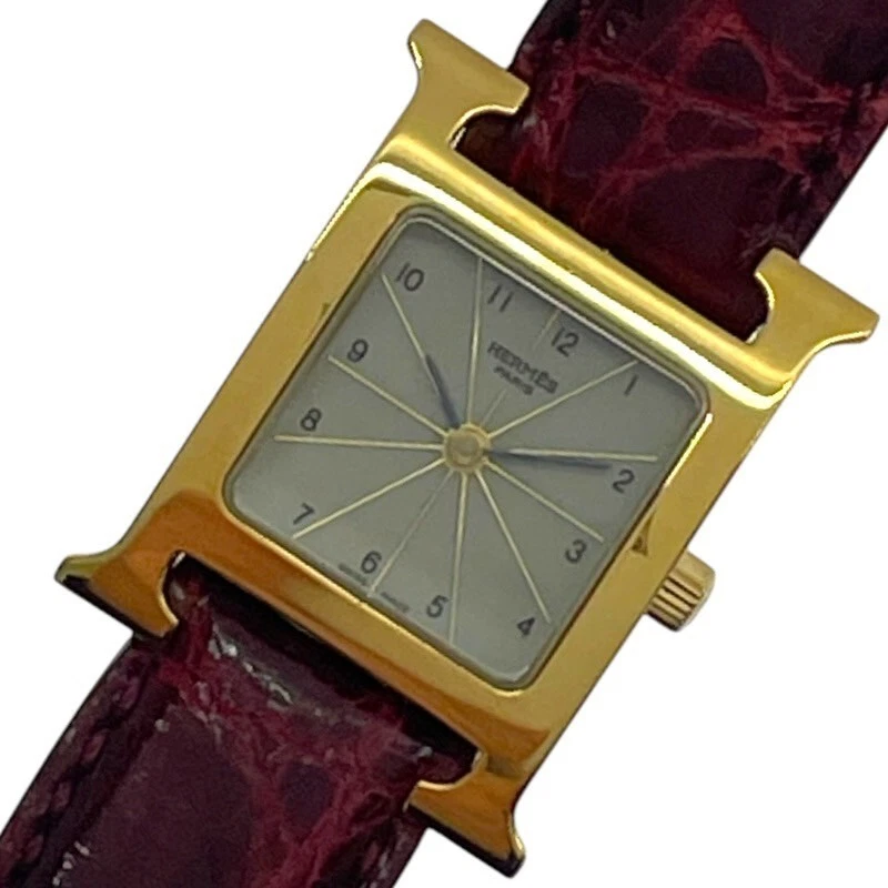 HERMÈS OROLOGIO HERMES HH1.201 H OROLOGIO DA POLSO DONNA GP SS QUADRANTE QUADRATO QUADRANTE SWISS MADE BIANCO