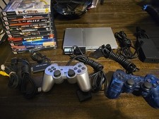 Sony Playstation 2 Slim Silver Bundle With 2 Controller With 10 Games Tested